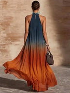Paula | Long Halter/V-Neck Ombré Dress