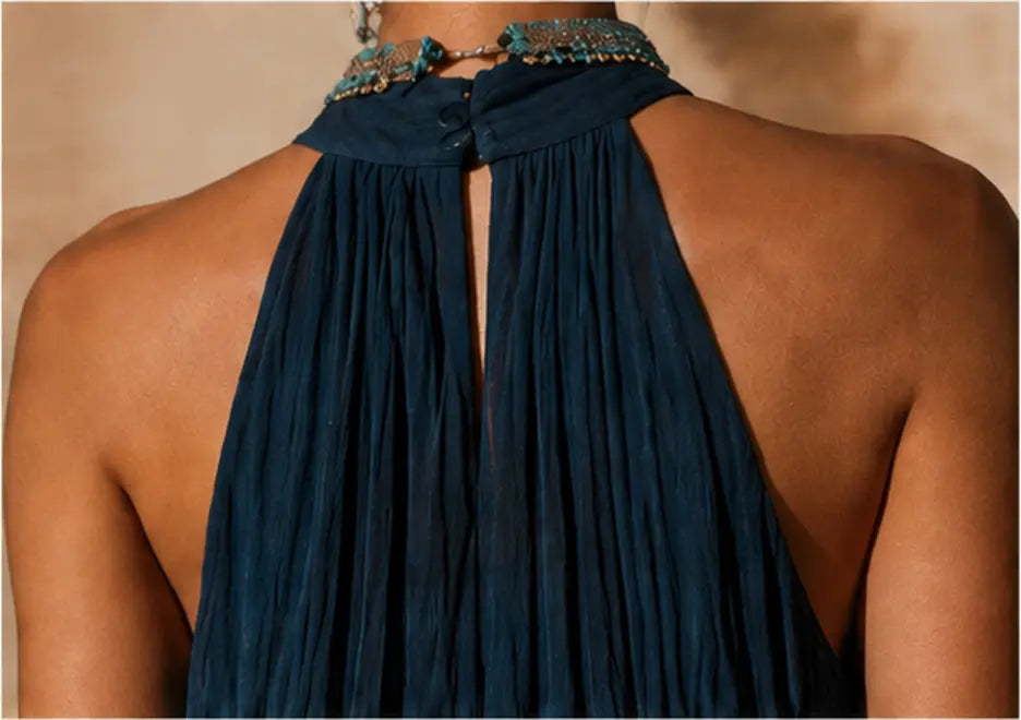 Paula | Long Halter/V-Neck Ombré Dress