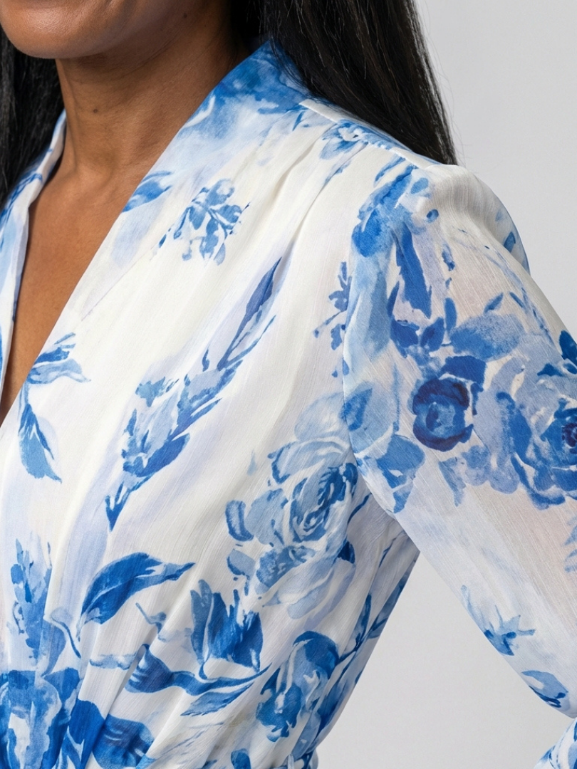 Lillian - Floral Long Sleeve Wrap Maxi Dress